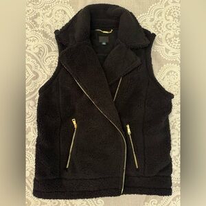 Ralph Lauren Women's Black Soft Sherpa Moto Vest Sz. M
